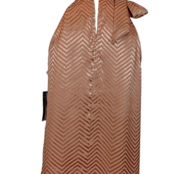 Worthington Women's Size SP Halter Tie Neck Brown Jacquard Sleeveless Blouse NWT - Picture 3 of 3